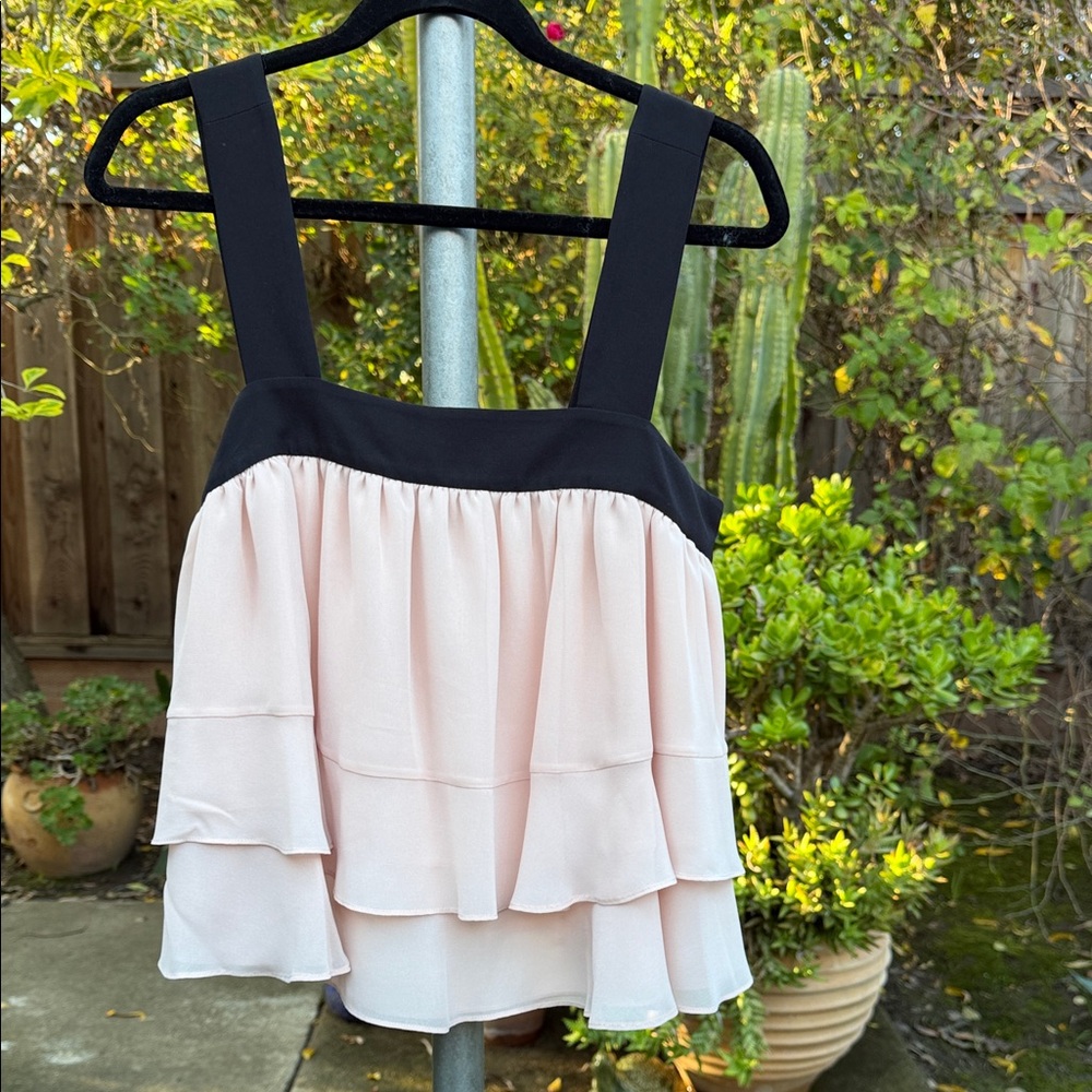 BCBGMaxAzria Black and Cream Layered Blouse